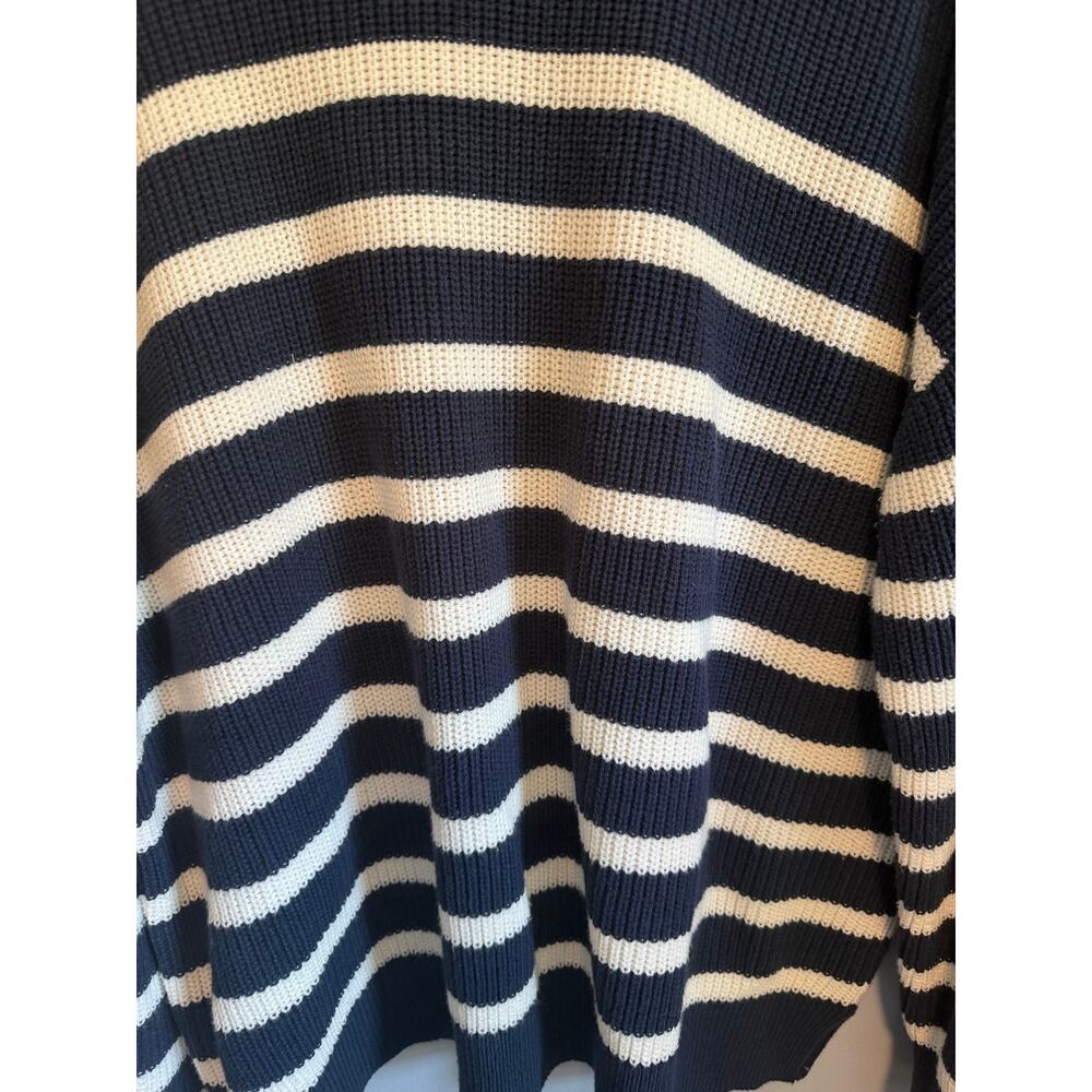 Loft Mock Neck Button Neck Long Sleeve Stripe Sweater Size XLarge - Picture 6 of 8
